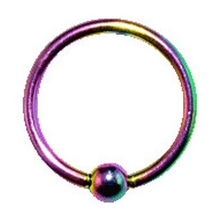 geschlossener Ring mit Kugel mit Titanüberzug 1,2 x 10mm 3mm regenbogen
