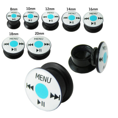 schwarzer Acryl-Plug zum Schrauben MP3-Player 8mm