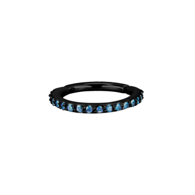 SEGMENTRING Clicker mit echten Swarovski® Kristallen 1.2 x 10 mm | Schwarz | Blau |