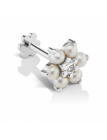 Maria Tash 7mm Pearl Flower with Diamond Center Threaded Stud