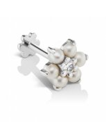 Maria Tash 7mm Pearl Flower with Diamond Center Threaded...