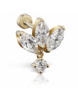 Maria Tash 6mm Invisible Diamond Lotus with Dangle Threaded Stud