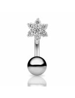 Maria Tash 3mm Diamond Flower and 3mm Ball Rook Barbell
