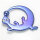 geschlossener Ring mit Steinen als Augen - Gecko - lila/blau