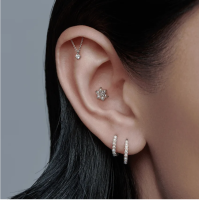 Maria Tash 2mm Prong Set Diamond Drape Threaded Stud Earring