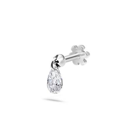Maria Tash 4mm Floating Pear Diamond Charm Threaded Stud Earring