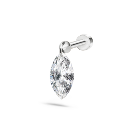 Maria Tash 6mm Floating Marquise Diamond Charm Threaded Stud Earring