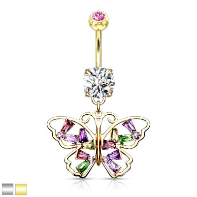 Bauchnabelpiercing "Butterfly with Zirconia Wings"