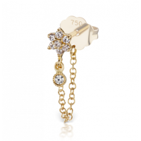 Maria Tash 4,5mm Diamond Flower Chain Wrap Earstud with 1,5mm Dangle