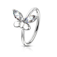 CZ Butterfly Bendable Hoop Ring