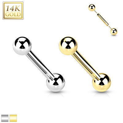 14K Gold Push-In Barbell