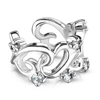 Fake Piercing "Linked Hearts with CZ"
