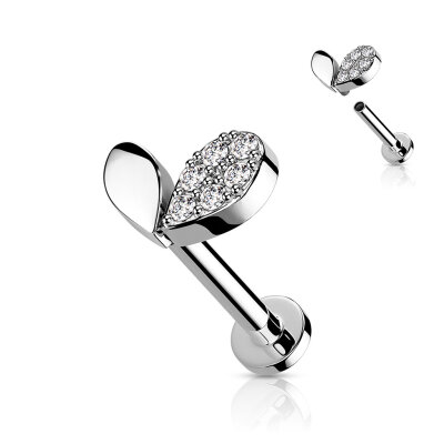Labret "Sprout Heart" Flat Back Stud