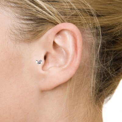 Labret Sprout Heart Flat Back Stud