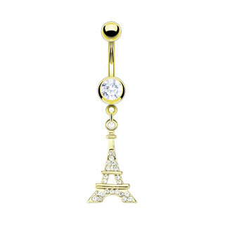 Bauchnabelpiercing "Eiffel Tower" mit 14K Goldüberzug