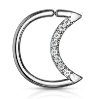 Offener Ring Crystal Crescent Moon