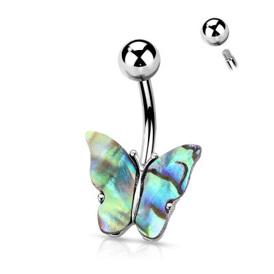 Bauchnabelpiercing Abalone Covered Butterfly