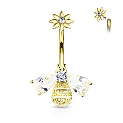 Bauchnabelpiercing "Bee with CZ Wings"
