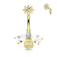 Bauchnabelpiercing "Bee with CZ Wings"