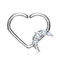 Offener Ring Paved Crescent Heart Shape 