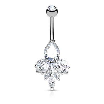 High Quality Precision Bauchnabelpiercing Marquise CZ Clustered