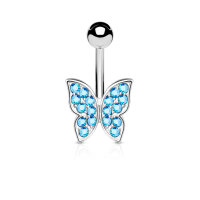 Bauchnabelpiercing Crystal Paved Butterfly