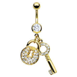 Bauchnabelpiercing "Diamond Key" mit 14K Goldüberzug
