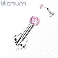 Titan Push in Labret Flat Back Stud with CZ Prong Set