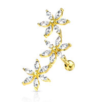 Barbell 3 Marquise CZ Flowers