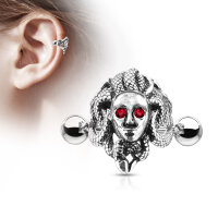 Barbell "Medusa with Red Crystal Eyes"