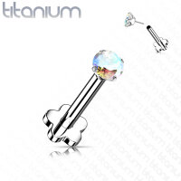 Titan Push in  Labret Flat Back Stud with CZ Prong Set 1,2mm