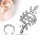 Fake Piercing Ear Cuff "Multi Paved Crystals Leaf"