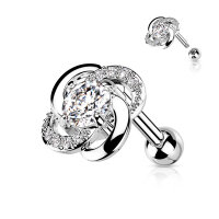 Barbell "Paved CZ Flower"