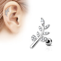 Barbell "CZ Micro Paved Leaf Top"