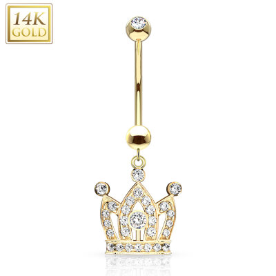 Bauchnabelpiercing aus 14 K Gold Royal Crown