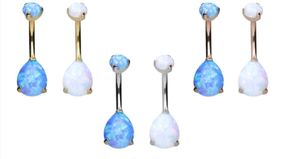 Titan Bauchnabelpiercig mit synthetischem Opal