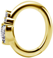18K Gold Oval Clicker mit herzförmigen Zirkonia Stein