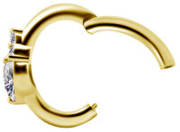18K Gold Oval Clicker mit herzförmigen Zirkonia Stein