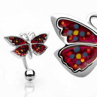 Top Down Bauchnabelpiercing Red Butterfly