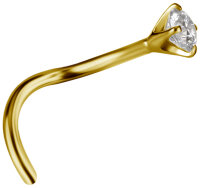 18K Gold Nasenstecker mit 2,5 mm Premium Zirkonia Stein