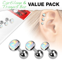 3-Teiliges Ohr-Opal Barbell Set