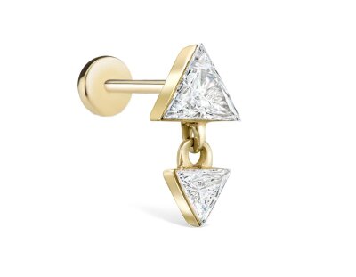 Maria Tash Invisible Set Triangle Diamond Dangle Threaded Earring