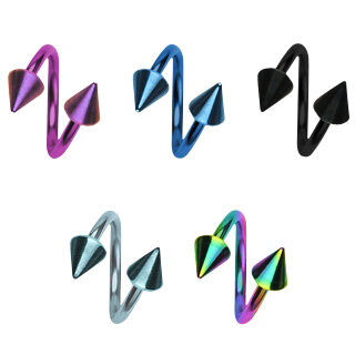 farbiger Twister mit Titanüberzug 1,6mm x 11mm mit Spitzen